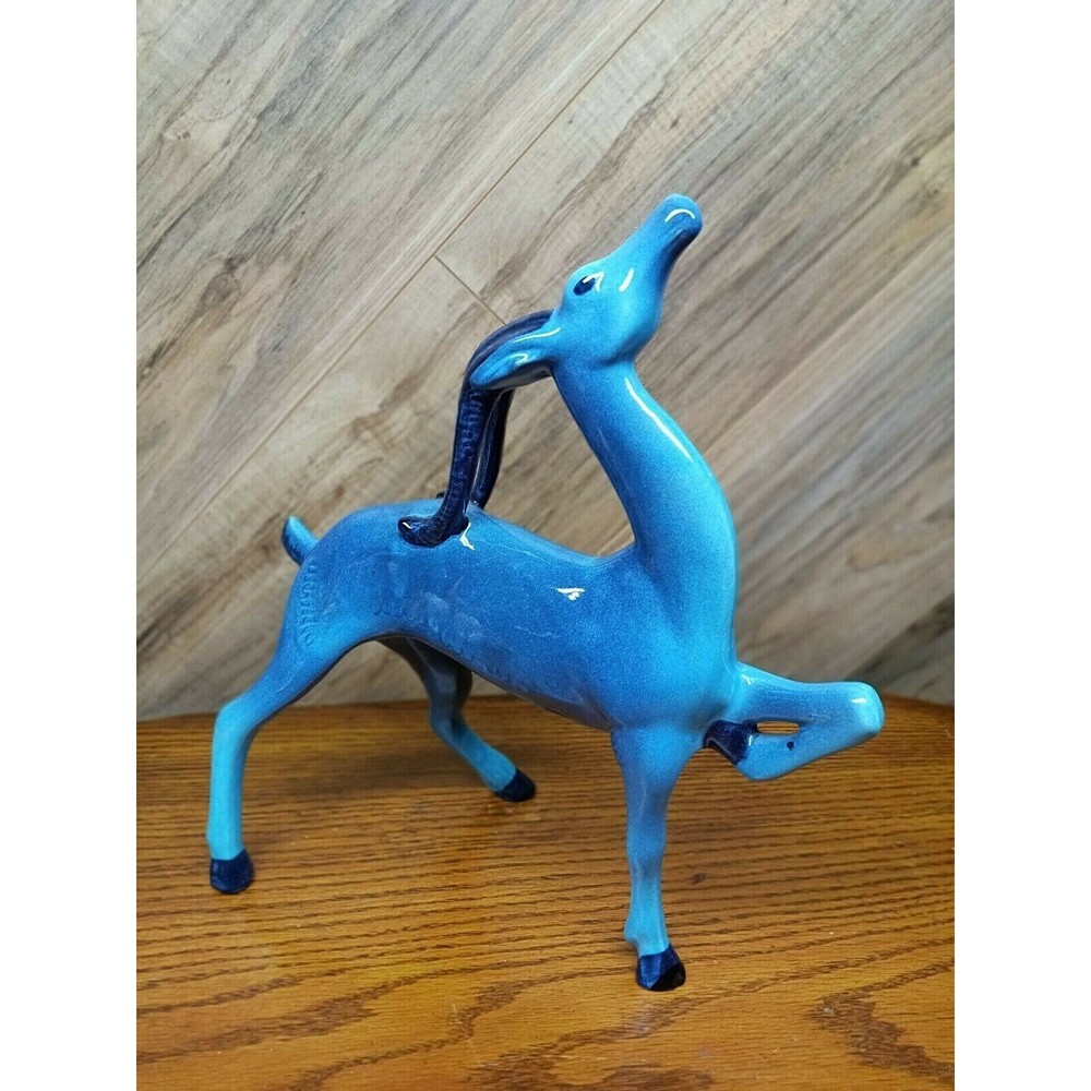 Scarce Brayton Laguna Gazelle 1950s Blue California Pottery Figurine 12.25 x 12"